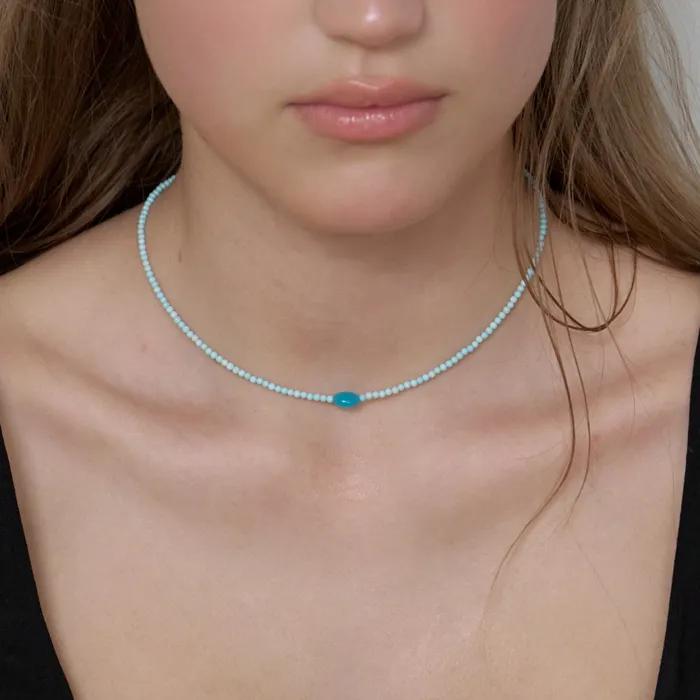 Baby Blue Howlite Necklace (L262MNK090)