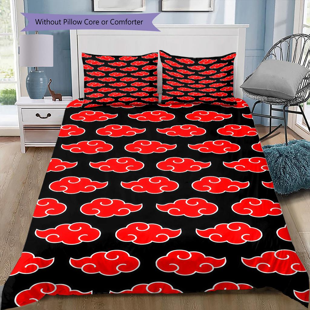Naruto Pattern Bedding Quilt Set Quilt Cover Pillowcase Home Birthday Gift(1 * Duvet Cover + 2 * Pillowcase, Without Core)