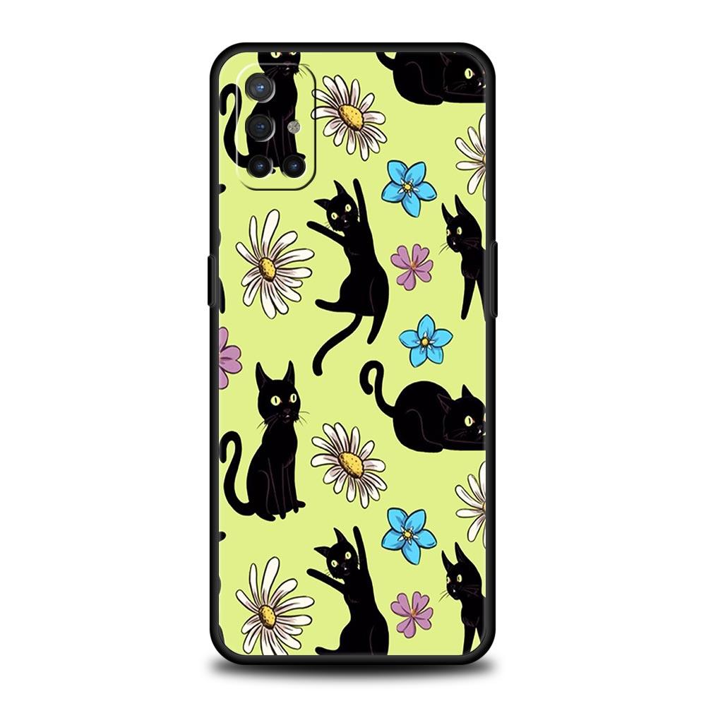 

Чехол для телефона OnePlus 11 10 9 Pro 9T 12R 10R 9R 9RT 10T 8T 8 7 6T 7T Nord 2T CE 2 5G N200 N10 N100, чехол с милым черным котом и рисунком OnePlus Nord CE 5G