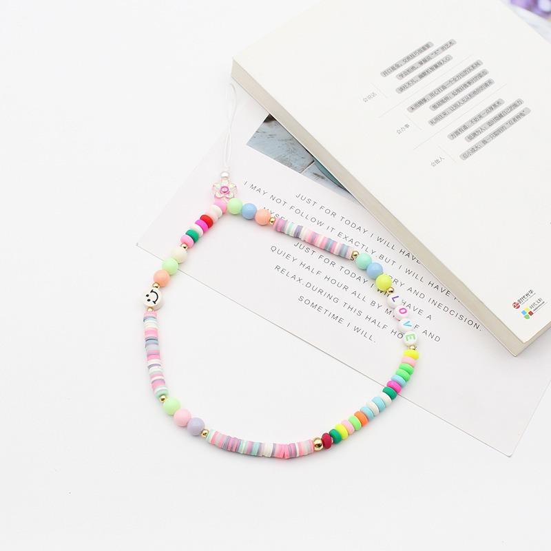 Mobile Phone Chain Beaded Colorful Cartoon Fruit Smiling Face Soft Pottery Letter Beaded To Prevent Mobile Phone from Hanging Chain.
