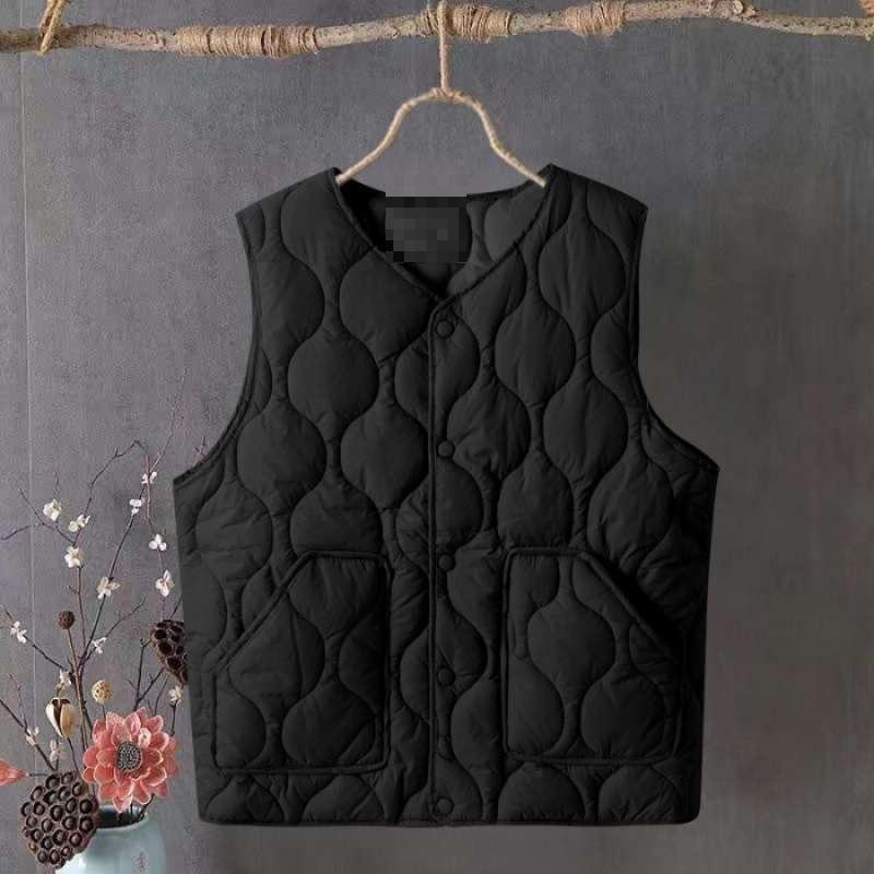

Stylish Warm Plus Size Sleeveless Cardigan for Middle-Aged & Elderly - Autumn/Winter Loose Fit Vest 4XL (for 140-150 jin) чёрный