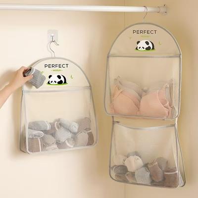 Socks Storage Hanging Bag Wardrobe Dormitory Storage Mesh Pocket Underwear Storage Wall Hanging Finishing Storage Bags