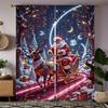 Set Of 2 Christmas Santa Claus Tree Pattern Printed Curtains Decorations Home Room Curtain Polyester Premium