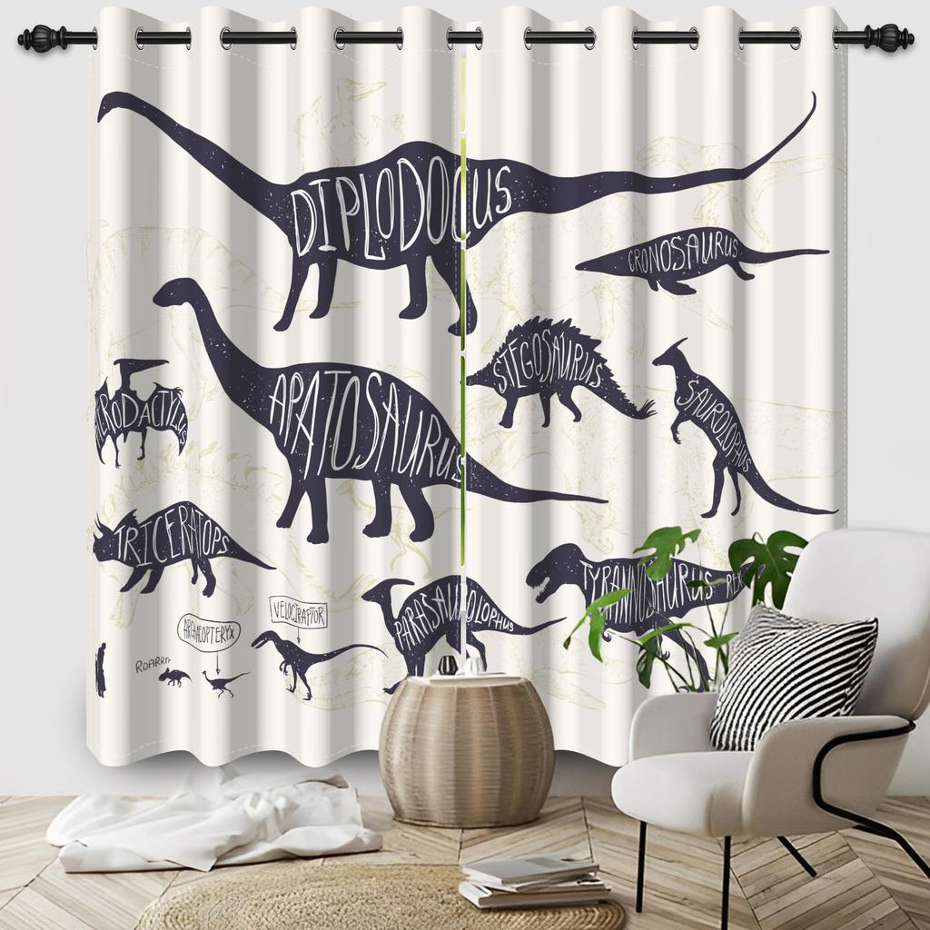 2pc/set Forest Dinosaur Blackout Curtains Colorful Cartoon Wildlife Animal Kids Room Polyester Curtains Balcony Bedroom Curtains