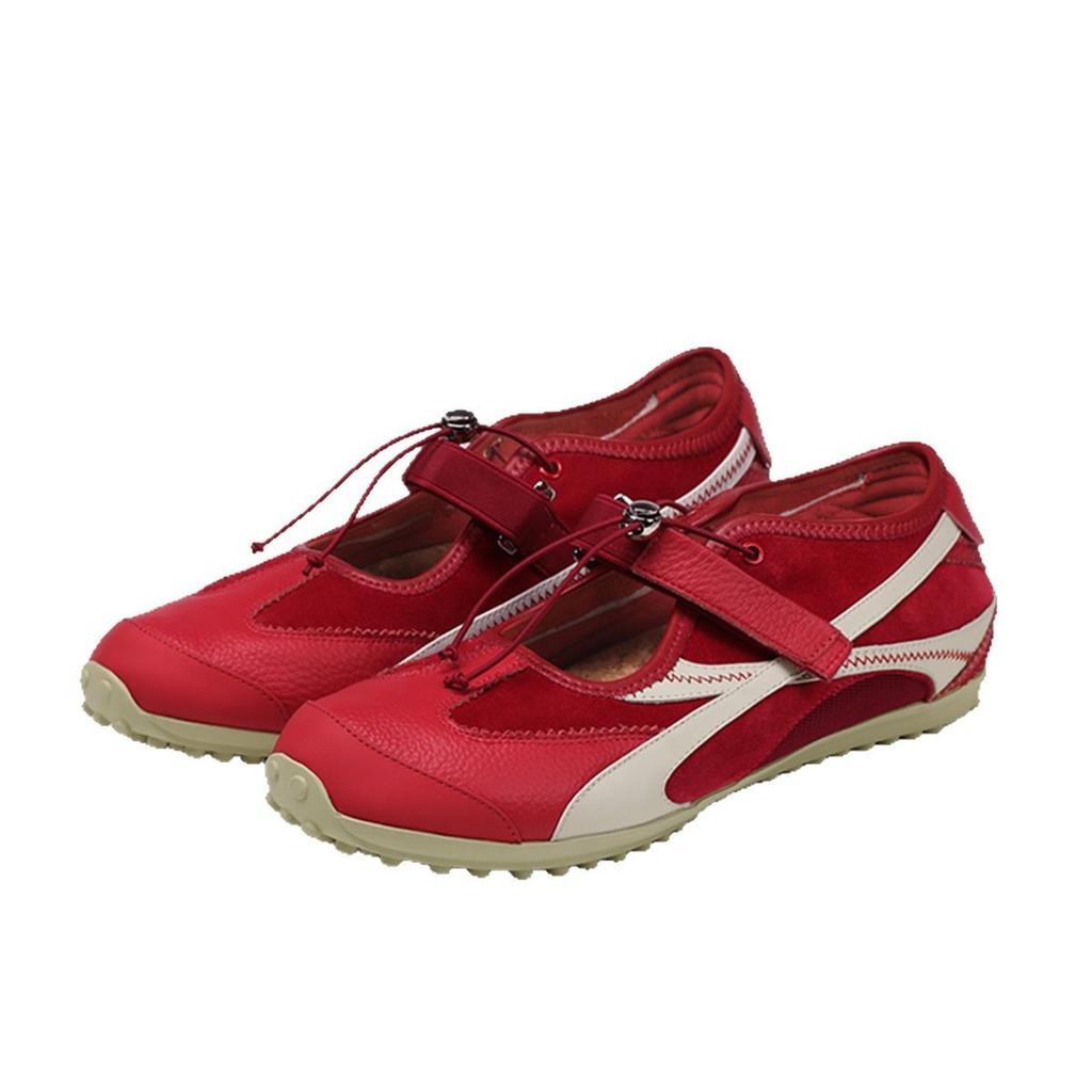 Cowhide version~ retro niche inner height increase red Mary Jane shoes women's leather casual sports shoes ballet shoes