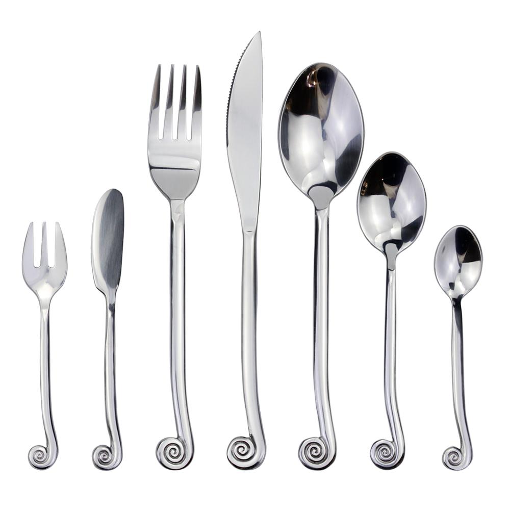 

Top Grade Exquisite Creative Cutlery Set With Spiral Hanging Loop Dinnerware Mirror Stainless Steel Forged Process For Kitchen