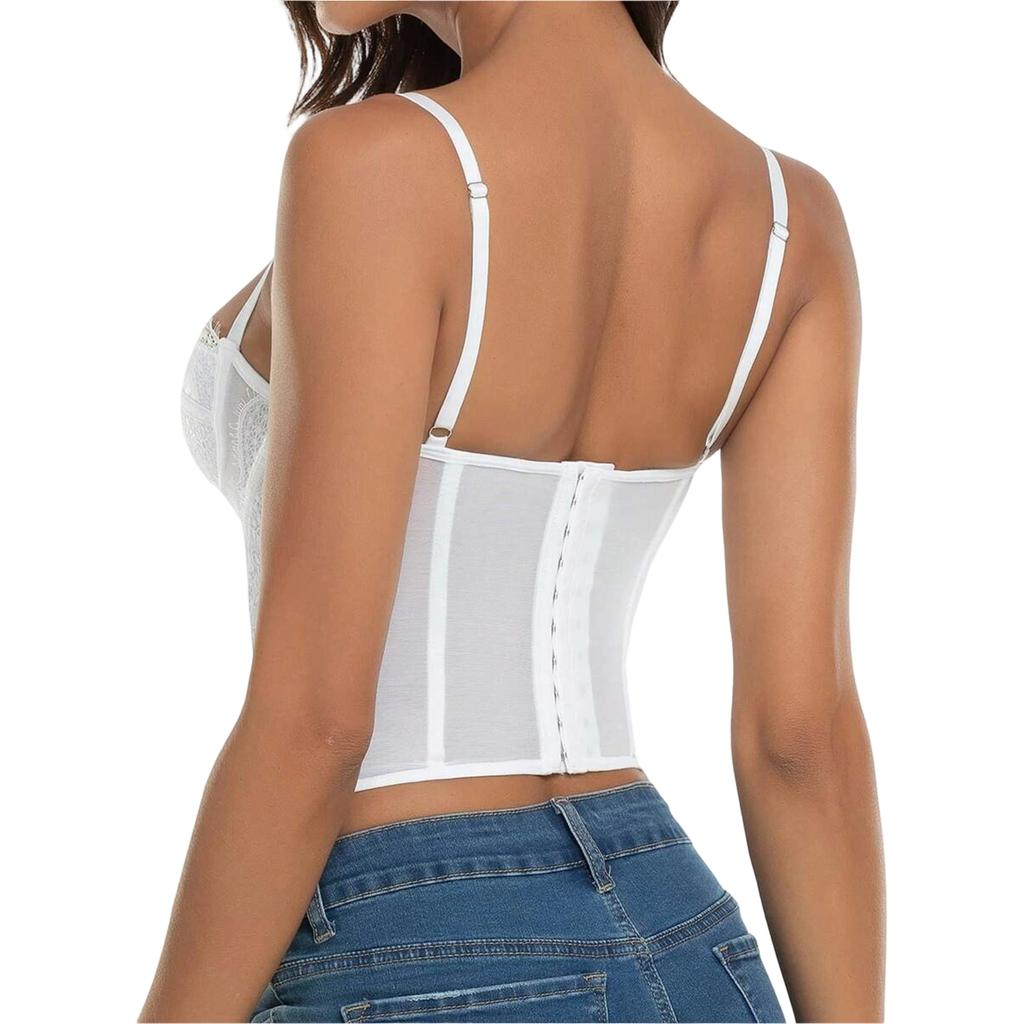 Women's Push-Up Corset Top with Underwire, Lace and Slimming Boning for Shapewear
