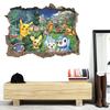 3D Cartoon Broken Wall Stickers Children's Room Pokemon Wall Stickers Children's Room Decoration Painting Background Mural