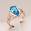 Luxury Blue Natural Zircon Big Ring For Women Fashion Rose Gold Water Drop Accessories Wedding Daily Jewelry New