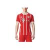Adidas Bayern Munich 17-18 Home Game Replica Striped Round Neck Straight Cut Short Sleeve Soccer Jersey Men Tops Red AZ7961