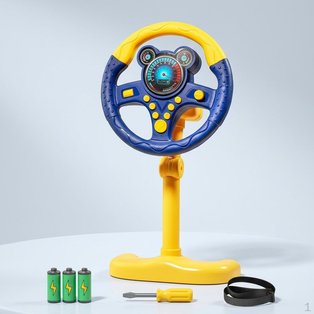 

Electronic Interactive Steering Wheel Toy with Light And Music Function, Driving Simulator for Aged синий