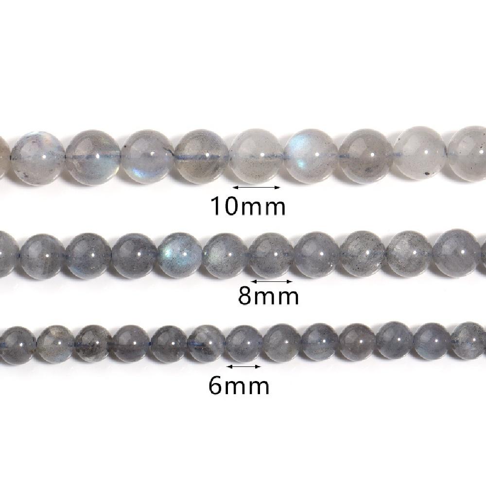 Gray Labradorite Stone Natural Moonstone Round Beads 15"Strand Smooth Loose Spacer Beads 4/6/8/10/12mm for Jewelry Making DIY Bracelets Accessories
