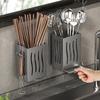 1-Piece Kitchen Utensil Rack-Multifunctional Draining Chopstick Holder,Wall-Mounted Or Freestanding Cutlery Storage Box, Plastic