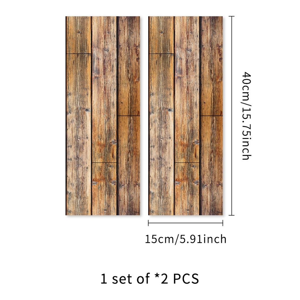 2Pcs 40X15cm PVC Wood Grain Wall Self-Adhesive Sticker Waterproof Living Room Bedroom Wall Decoration Floor Stickers