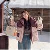 Splicing contrasting color puffs long short down jackets women's winter new lazy white duck down bread clothes