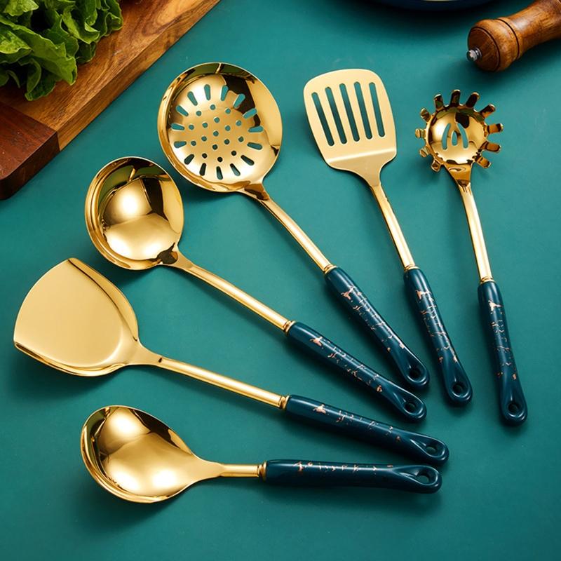 Electroplate Chef Utensil Set Cookware with Premium 201 Stainless Steel 4/6Pcs