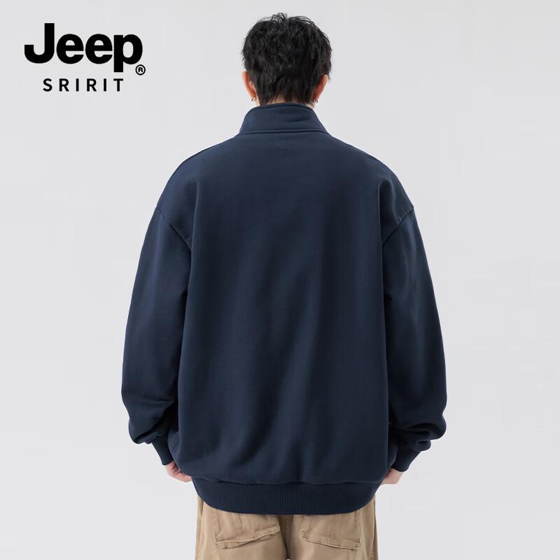 JEEP SPIRIT Men's Stand Collar Cardigan Sweatshirt