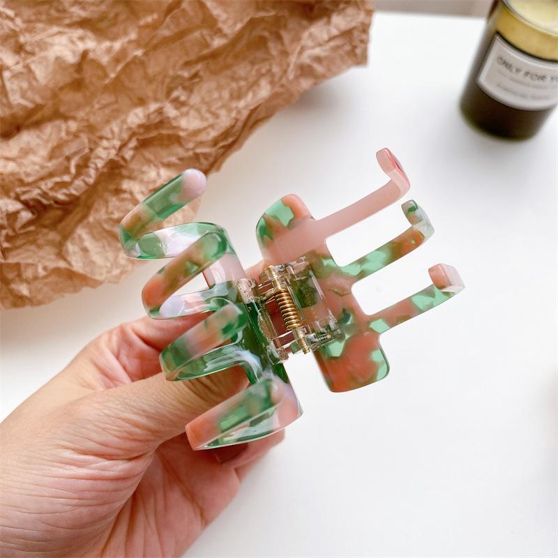 Pattern Geometric Trendy Acetate Hair Claw For Women Fresh And Aesthetic Sweet