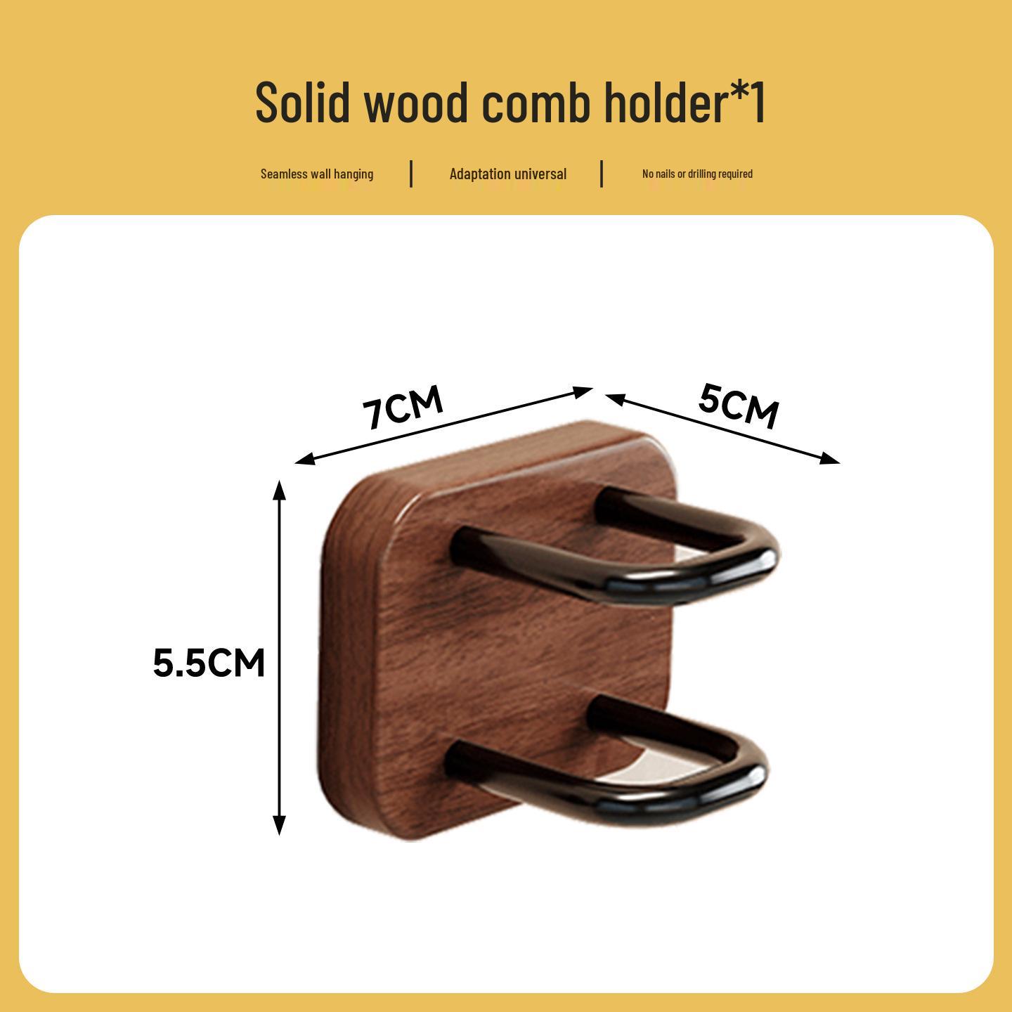 

Walnut Bathroom Comb & Jewelry Wall Rack with Hooks