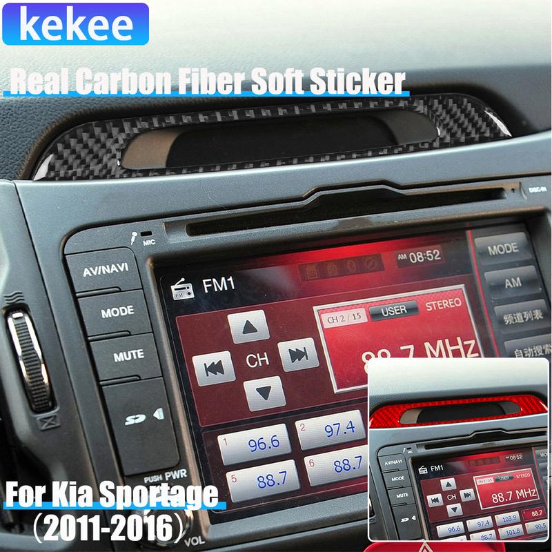 Real Carbon Fiber Car Accessories Center Console Decorative Cover Soft Sticker For Kia Sportage 2011 2012 2013 2014 2015 2016