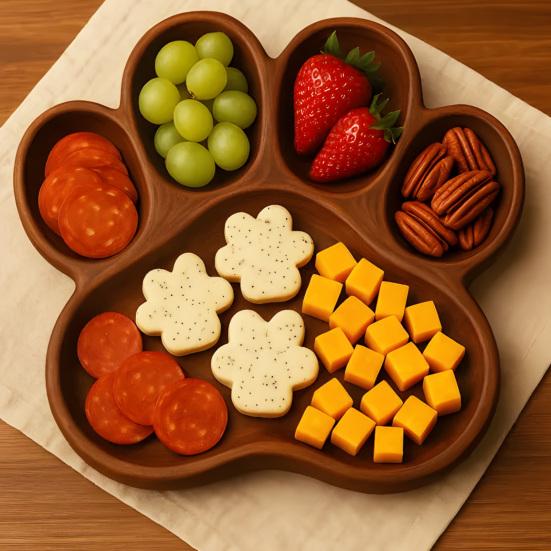Wooden Serving Tray Dog Shaped Charcuterie Platter Appetizer Board for Cheese Meats Fruits Nuts Cookies