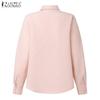 ZANZEA Women Casual Turn Down Collar Loose 3/4 Sleeve Clasic Blouse
