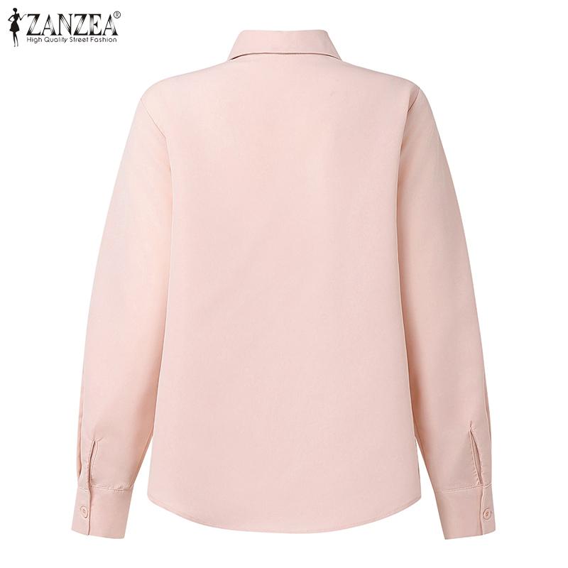 ZANZEA Women Casual Turn Down Collar Loose 3/4 Sleeve Clasic Blouse