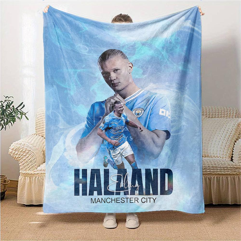 Haaland Trikot Decken Flanell Bedruckt Atmungsaktiv Warm Überwurfdecke für Zuhause Büro Bettwäsche 0708a84