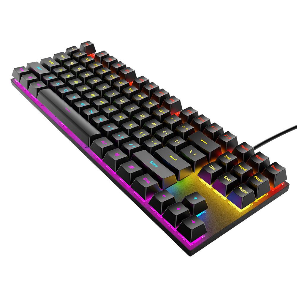 

T-WOLF T18 USB Wired Keyboard 87-Key Color Backlit Computer Gaming Mechanical Keyboard As Shown A