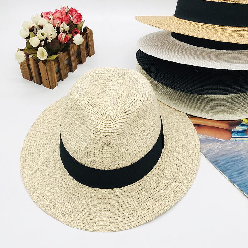 Windbreak Rope, Seaside Travel, Sunshade, Sunscreen, Straw Top Hat, Velcro Sweat Belt, Flat Brim, Large Brim, Breathable And Comfortable