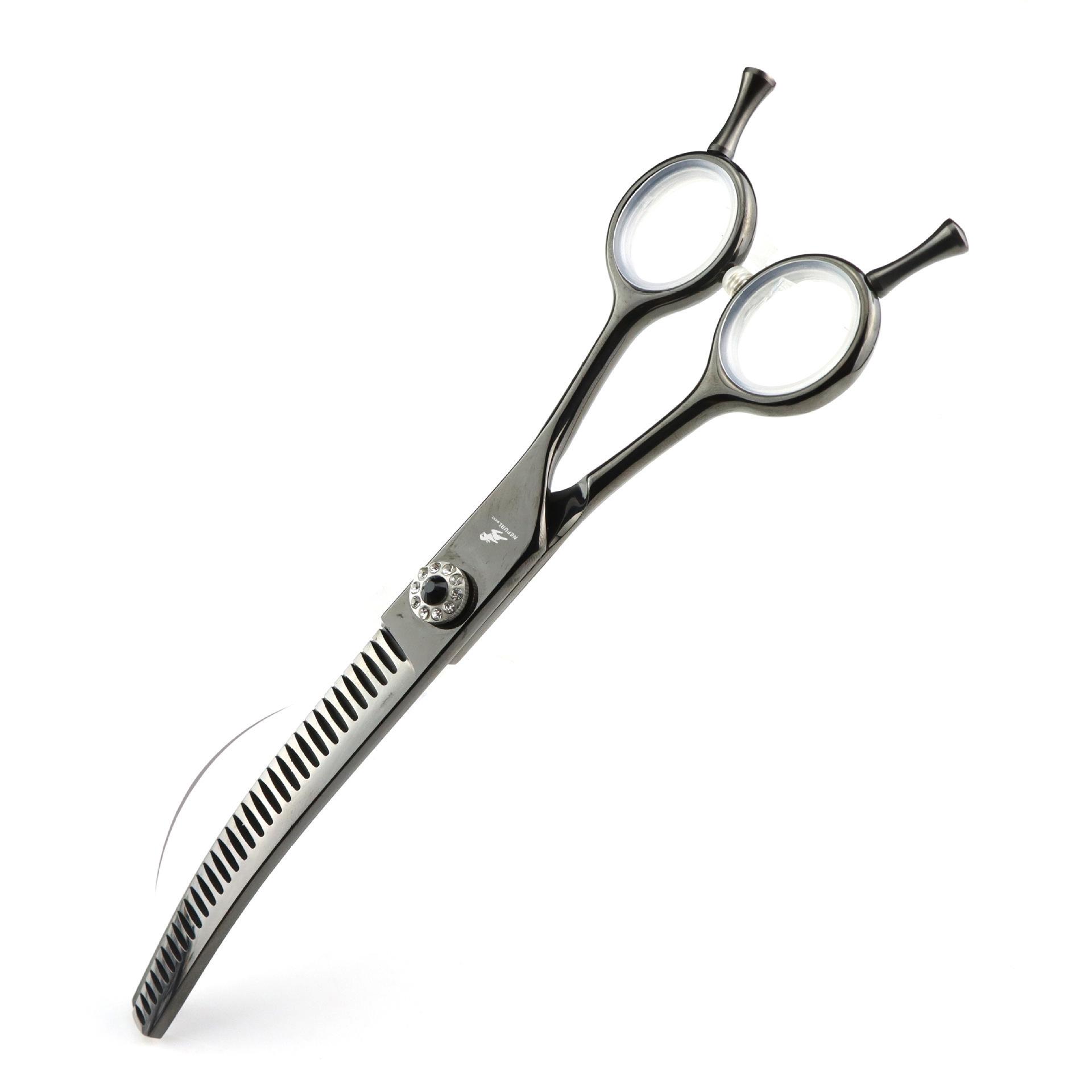 7.0 Inch JP440C Curved Fine-Tooth Pet Grooming Scissors with Case