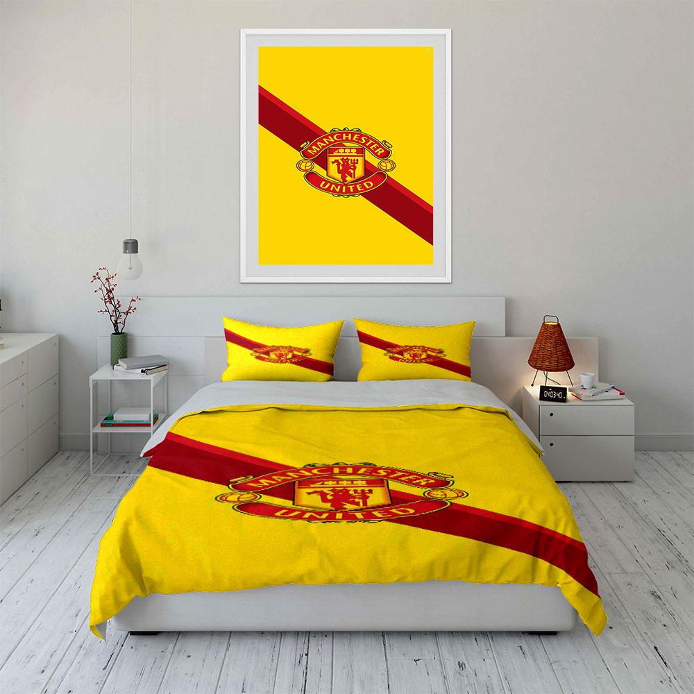 Manchester United Emblem Design. Bettwäsche-Sets Bettbezug-Sets Bettbezüge Kissenbezüge(1 * Bettbezug 2 * Kissenbezüge ohne Bettdecke)