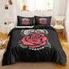 Red Rose Duvet Cover Set Soft Luxury 3D Rose Flower Twin Bedding Set 2/3Pcs Romantic Polyester Quilt Cover with Zipper Closure