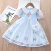 Girls Dress Cotton Cartoon Splicing Mesh Party Princess Dresses Girls Birthday Clothes