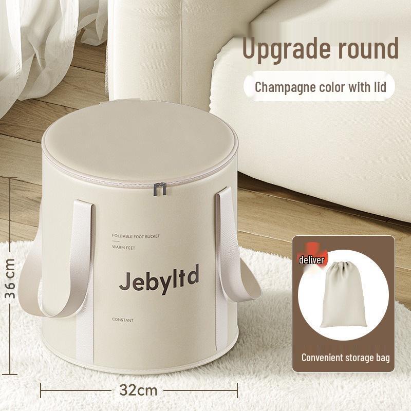 Cartoon Insulated Folding Foot Bath Bucket with Lid - Portable, Thickened Design for Deep Soak