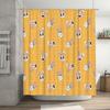 Charming Bunny Print Shower Curtain Bright Yellow Color with White Bathtub Background for Bathroom Decor Size180cm X 180cm (72x7