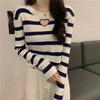Striped Knitted Sweater Women's Thin Sweater Autumn 2025 New Crew Neck