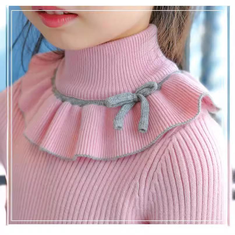 Girls Spring and Fall Long-sleeved Sweet Knit Sweater