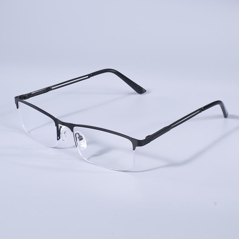 Men Blue Light Blocking Reading Glasses Metal Half Frame Prescription Eyeglasses With Spring Hinge Computer Reader +125+175