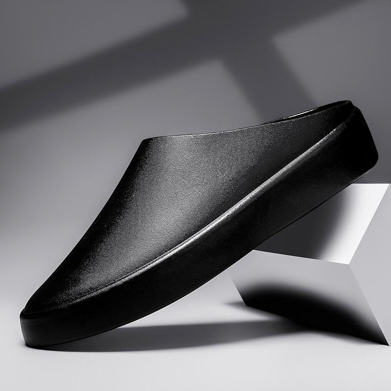 Summer new trend versatile personality half tray indoor and outdoor bag head one pedal comfortable leather waterproof lazy tide shoes