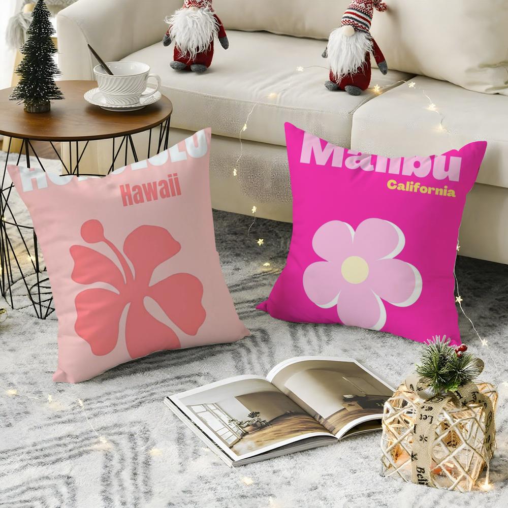 Beauty Summer Travel Series 2 Pillow Case Natural Linen Organic Fabric Double-Sided Printing Sofa Home Decor Gift Pillow Case