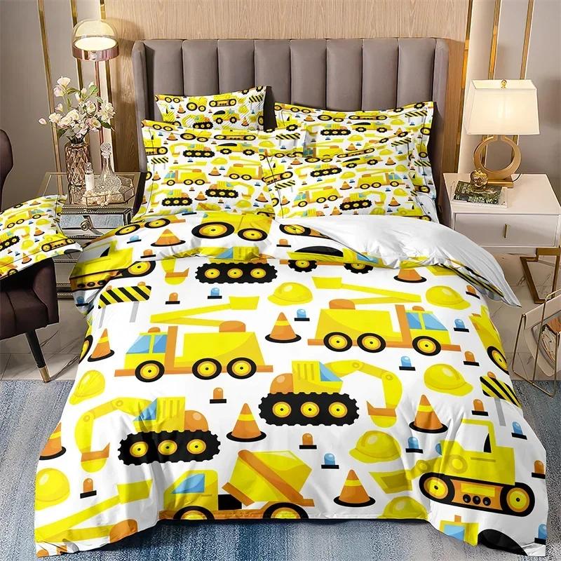 3D Bedding Sets For Boys Engineering Vehicle Excavator Bulldozer Duvet Cover Set For Kids Comforter Cover Mainland China