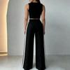 Damen Farbe Lässig Mode Ärmellose Weste und Hose Zweiteiliges Set