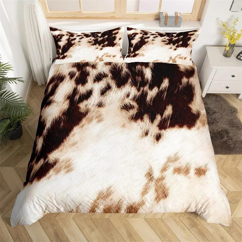 Comforter Sunflower Highland Cow Western Farm Animal Bedding Set Cowhide Comforter Microfiber Twin King Queen Bedclothes