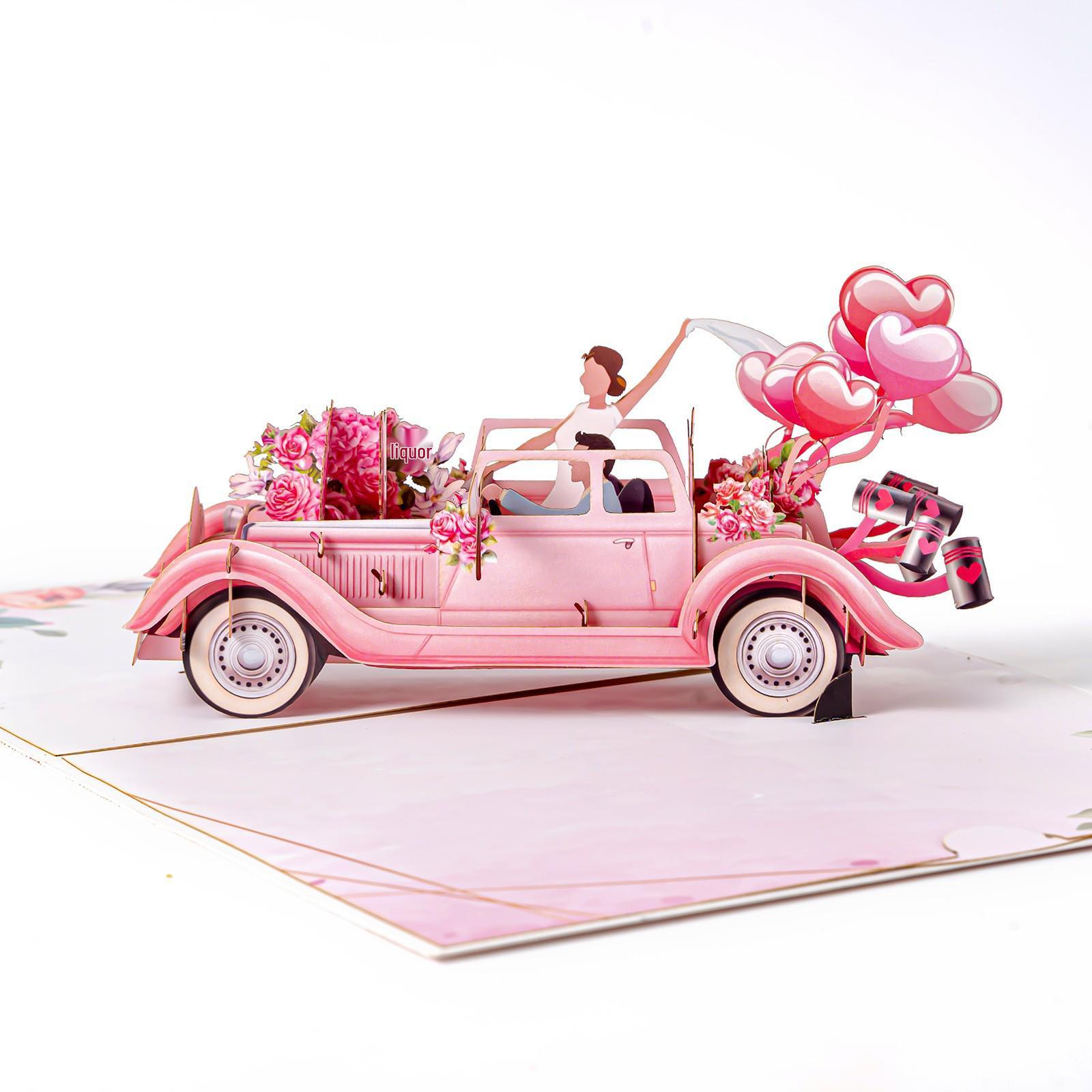 

Pink Car Model Ornament for Home Decor and Greeting Card Display