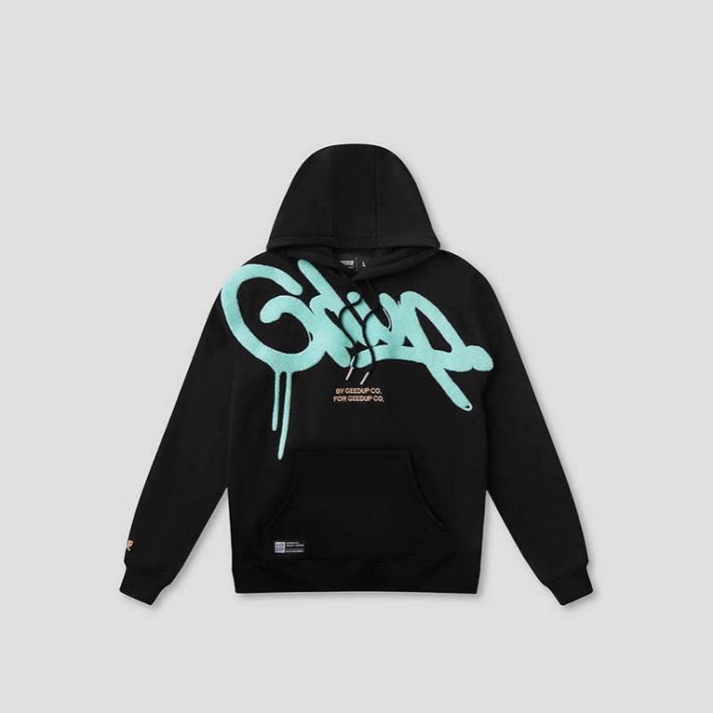 Felpa con Ricamo Lettere Retrò GEEDUP da Uomo - Felpa Casual Streetwear Vestibilità Larga per Adolescenti Autunno 2025