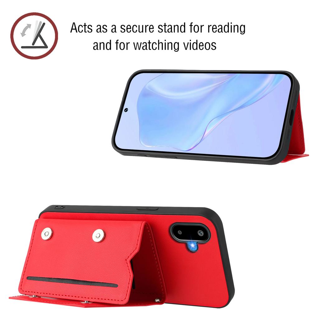 For Samsung Galaxy M06 5G/Galaxy F06 5G Case Card Holder Kickstand Skin-Touch Phone Cover with Wrist Strap