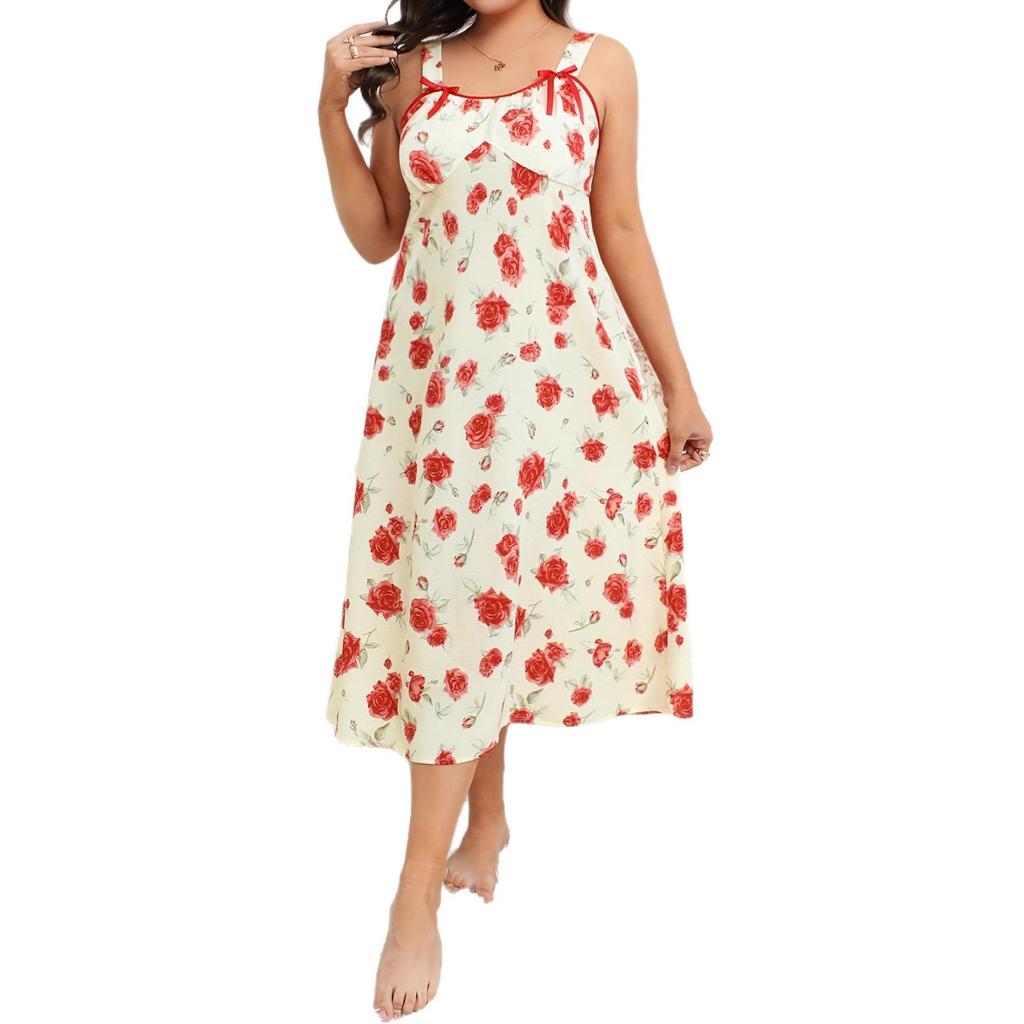 Plus Size Women's Sexy Sling Nightgown - Long, Comfy, Fashionable Homewear