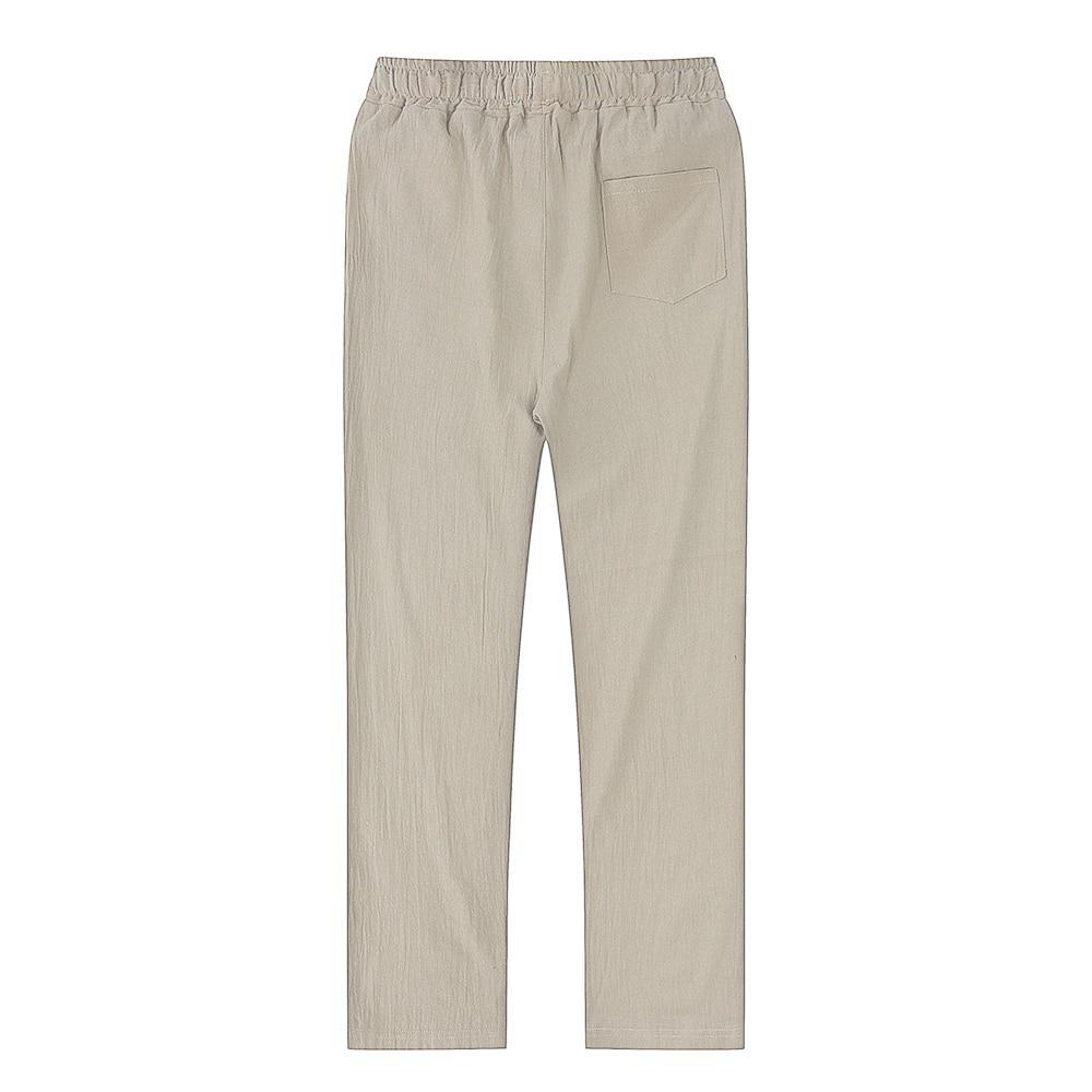 Men's Casual Cotton Linen Pants with Drawstring Waist - Lightweight and Breathable Streetwear for Autumn