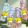 1PC Duck Wearing Crown Cartoon 750ml Color Plastic Sports Water Bottle Leakproof Flip Straw Lid Suitable for Sports Office Home Use